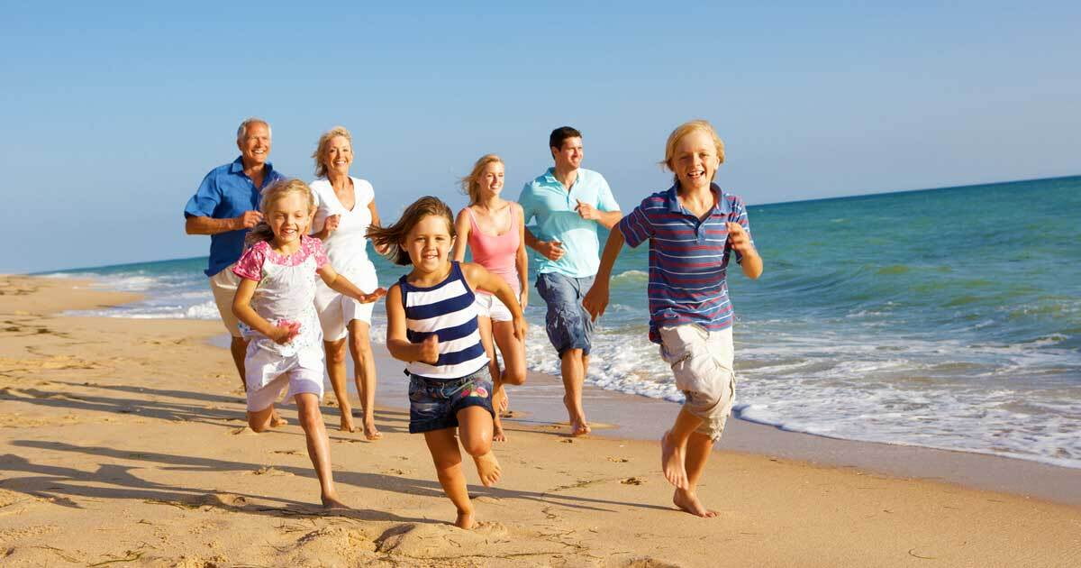 Happy family on beach